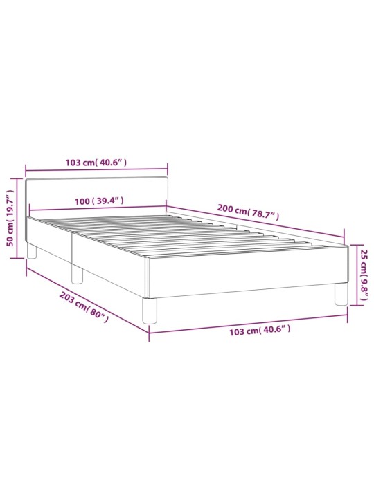Rám postele s čelem bez matrace černý 100x200 cm