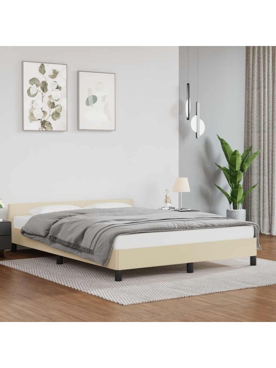 Rám postele s čelem bez matrace krémový 140x190 cm