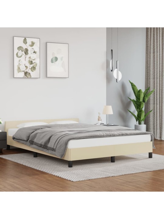 Rám postele s čelem bez matrace krémový 140x200 cm