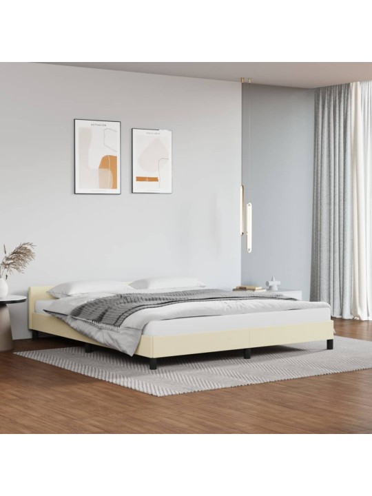Rám postele s čelem bez matrace krémový 160x200 cm