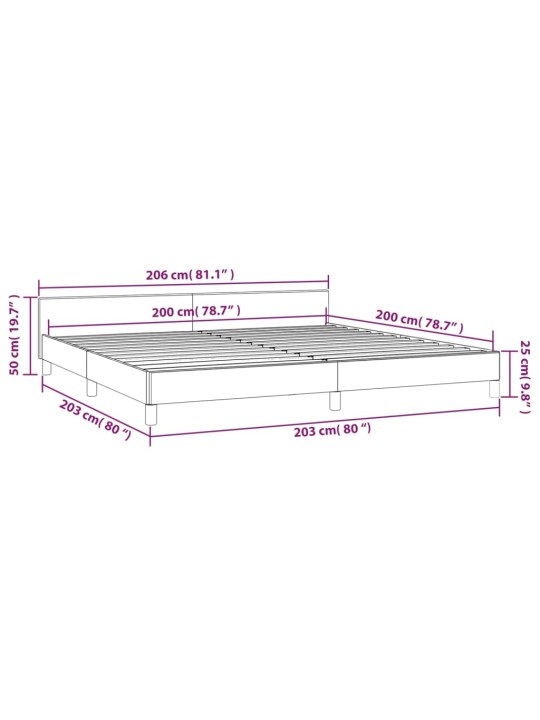 Rám postele s čelem bez matrace šedý 200x200 cm