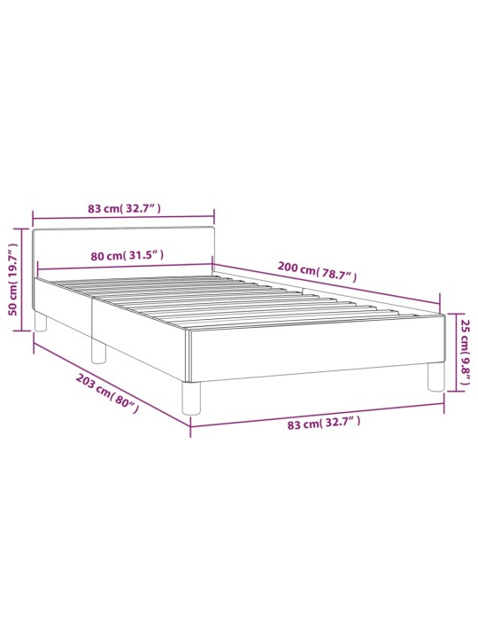 Rám postele s čelem bez matrace černý 80 x 200 cm samet