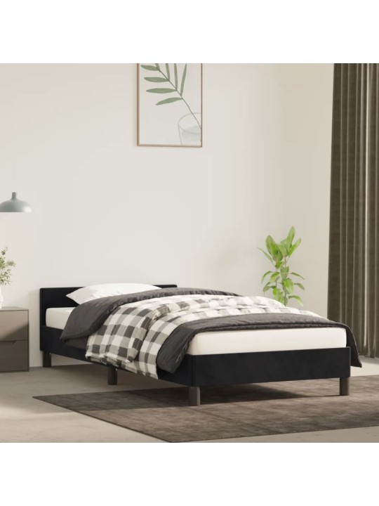 Rám postele s čelem bez matrace černý 80 x 200 cm samet