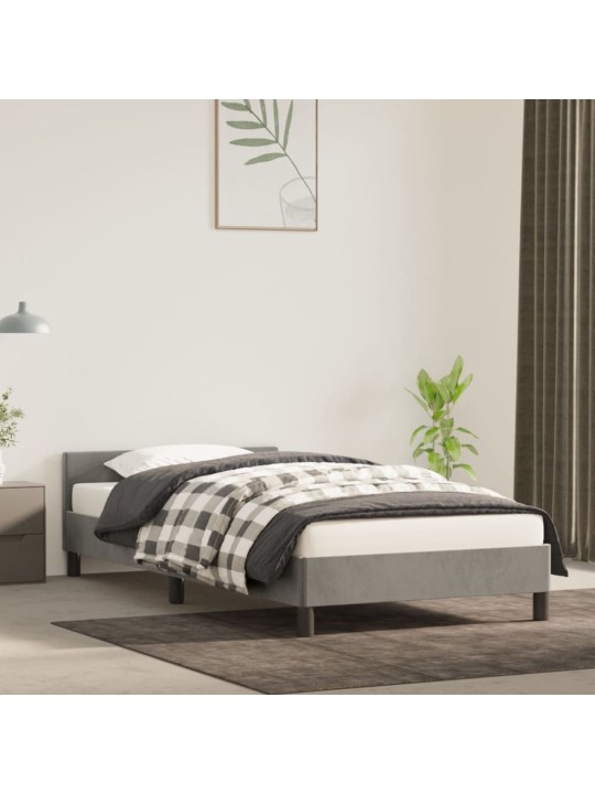 Rám postele bez matrace světle šedý 90 x 200 cm samet