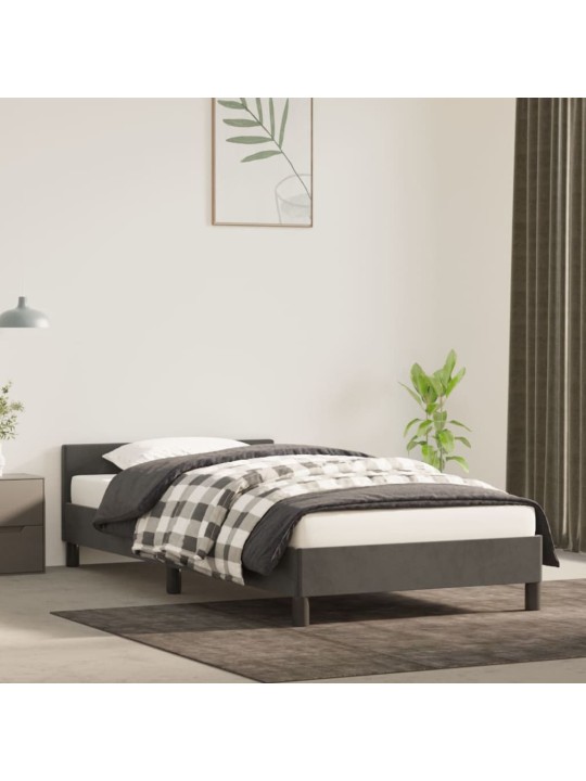 Rám postele bez matrace tmavě šedý 90 x 200 cm samet