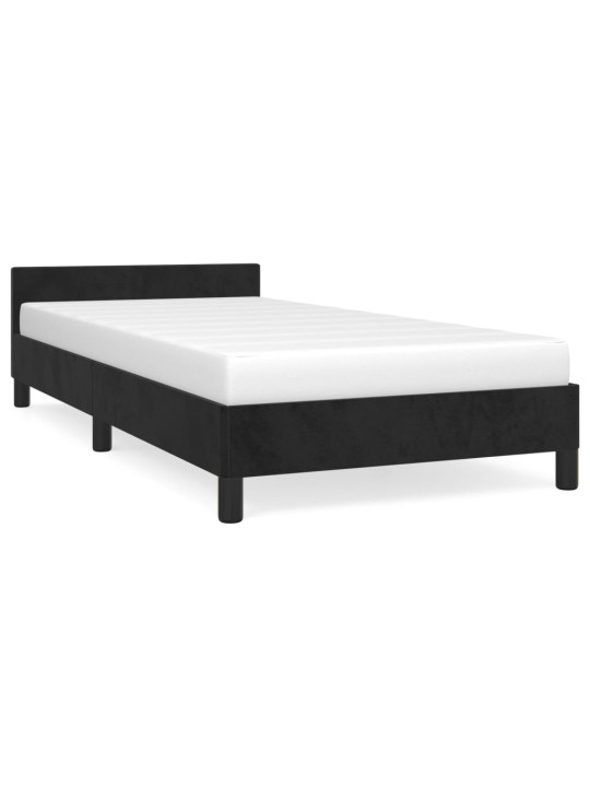 Rám postele s čelem bez matrace černý 90x200 cm samet