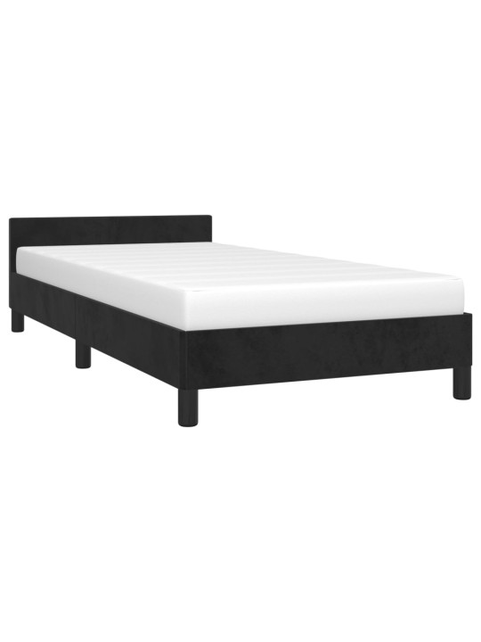 Rám postele s čelem bez matrace černý 90x200 cm samet