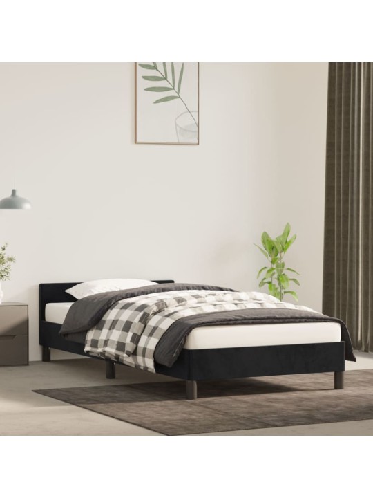 Rám postele s čelem bez matrace černý 90x200 cm samet