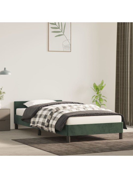 Rám postele bez matrace tmavě zelená 90 x 200 cm samet