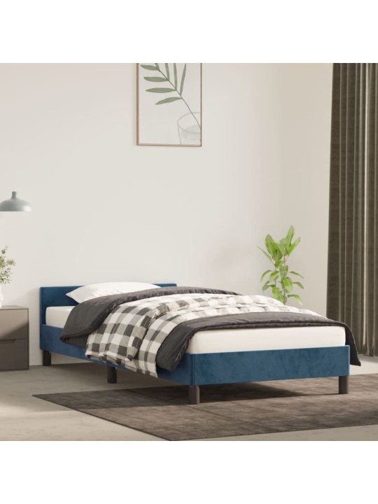 Rám postele bez matrace tmavě modrý 90x200 cm samet