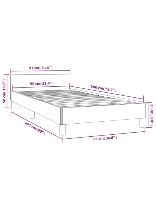 Rám postele s čelem bez matrace růžový 90x200 cm samet