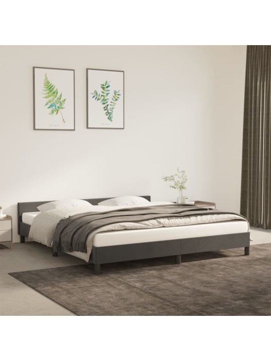 Rám postele bez matrace tmavě šedý 160 x 200 cm samet