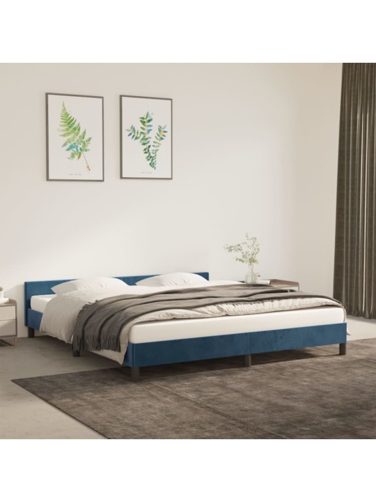 Rám postele bez matrace tmavě modrý 160x200 cm samet
