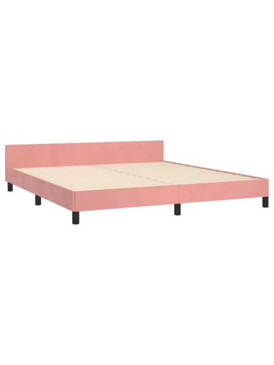 Rám postele s čelem bez matrace růžový 160x200 cm samet