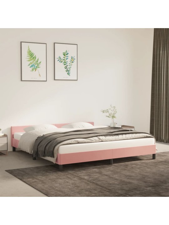 Rám postele s čelem bez matrace růžový 180x200 cm samet
