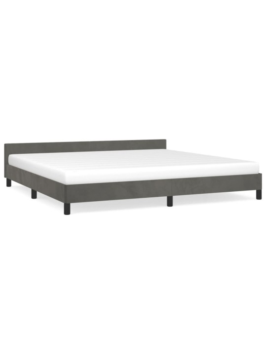 Rám postele bez matrace tmavě šedý 200 x 200 cm samet