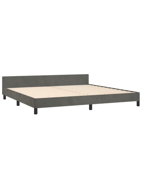 Rám postele bez matrace tmavě šedý 200 x 200 cm samet