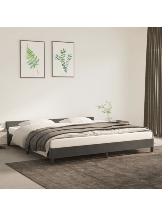 Rám postele bez matrace tmavě šedý 200 x 200 cm samet