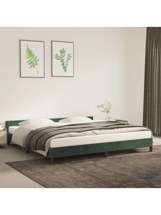 Rám postele bez matrace tmavě zelená 200 x 200 cm samet