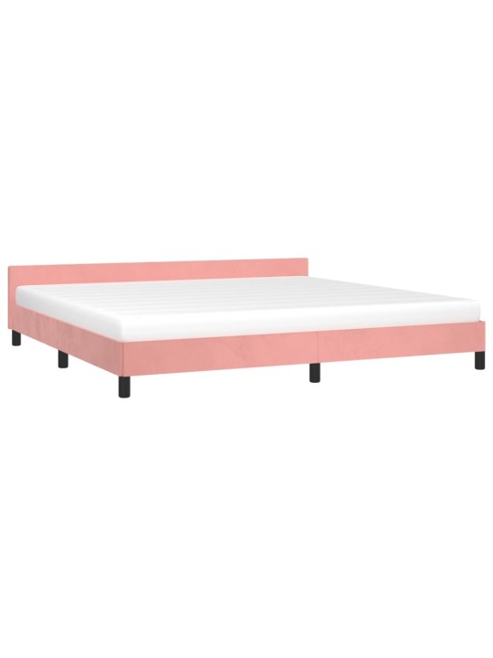 Rám postele s čelem bez matrace růžový 200x200 cm samet