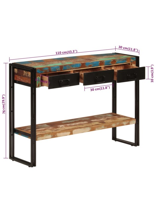 Konzolový stolek 110 x 30 x 76 cm masivní recyklované dřevo