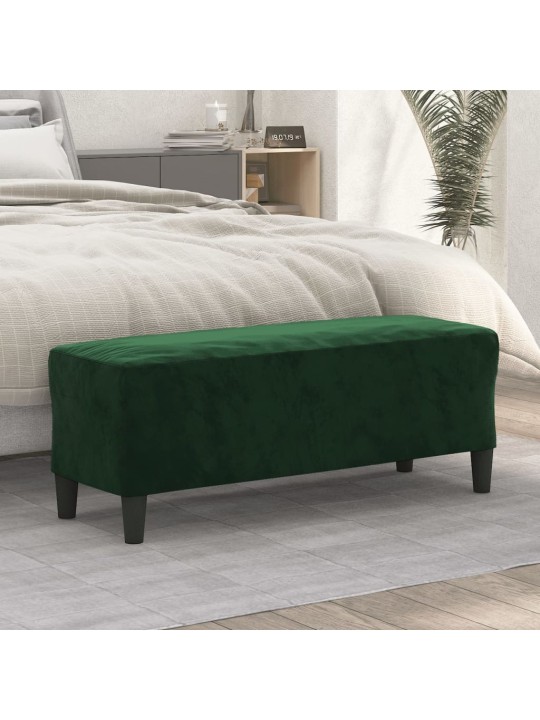 Lavice tmavě zelená 100x35x41 cm samet