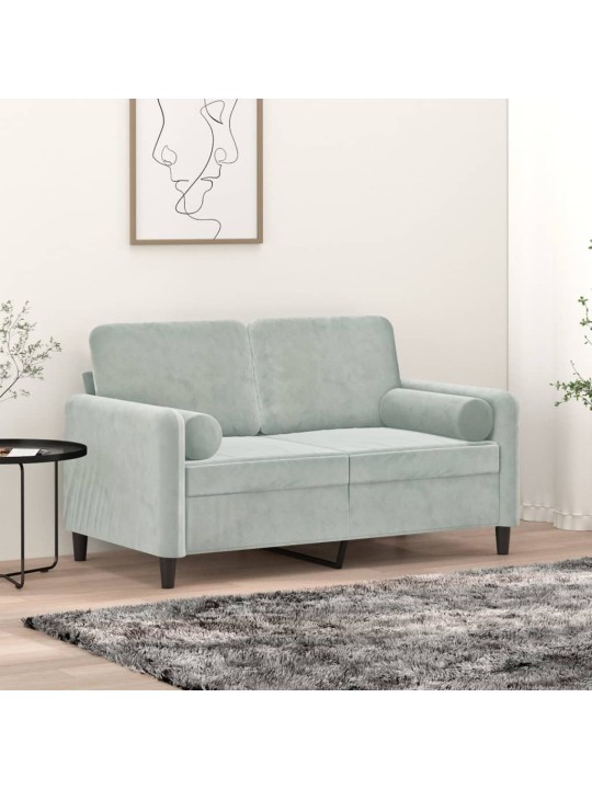 Dekorační polštáře 2 ks světle šedé Ø15x50 cm samet