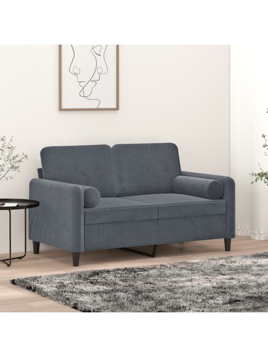 Dekorační polštáře 2 ks tmavě šedé Ø 15 x 50 cm samet