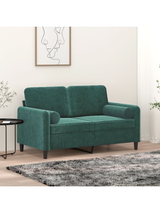 Dekorační polštáře 2 ks tmavě zelené Ø 15 x 50 cm samet