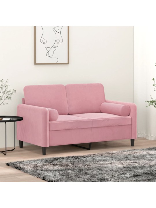 Dekorační polštáře 2 ks růžové Ø 15 x 50 cm samet