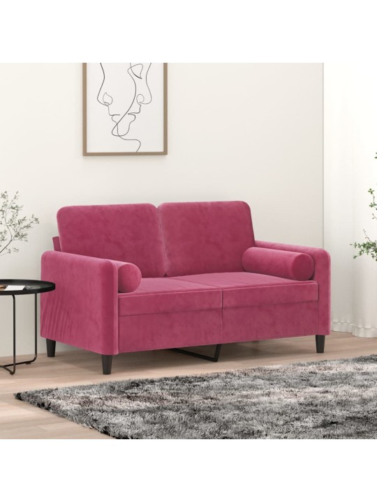 Dekorační polštáře 2 ks vínové Ø 15 x 50 cm samet