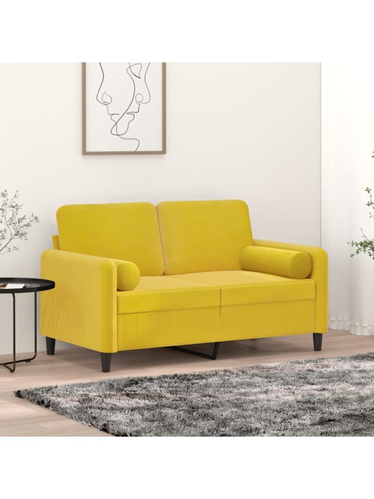 Dekorační polštáře 2 ks žluté Ø 15 x 50 cm samet