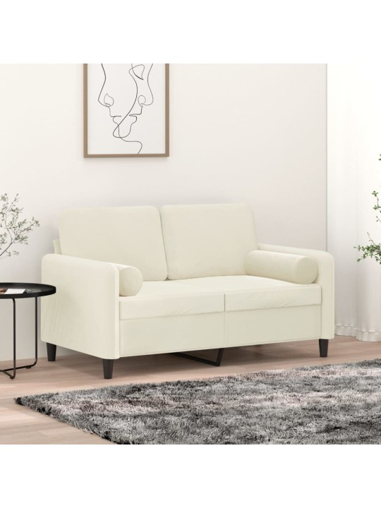 Dekorační polštáře 2 ks krémové Ø 15 x 50 cm samet