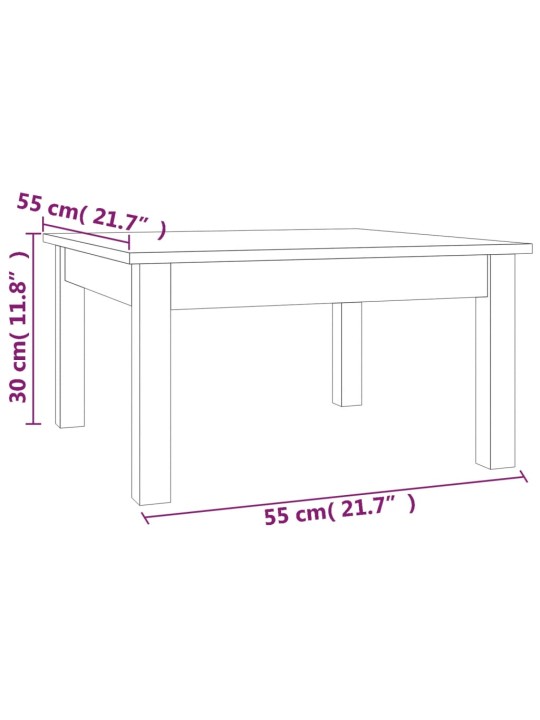 Konferenční stolek bílý 55 x 55 x 30 cm masivní borové dřevo