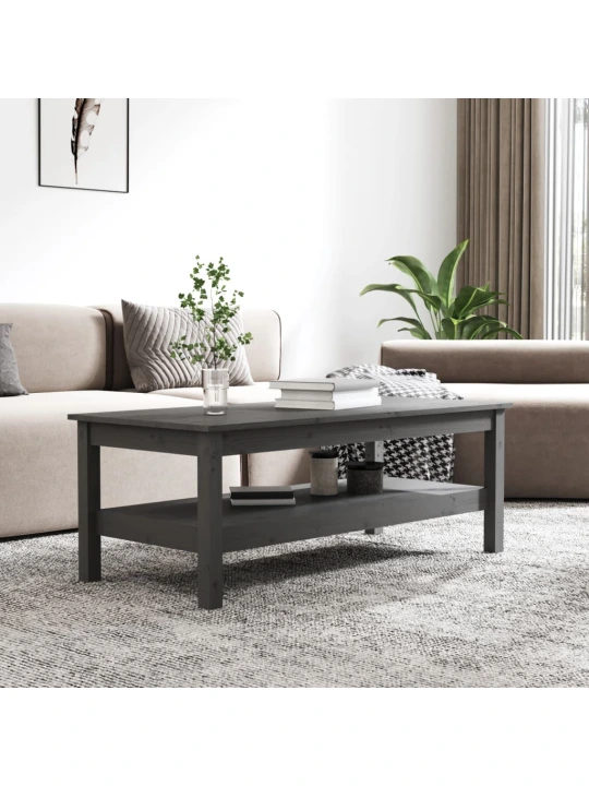 Konferenční stolek šedý 110 x 50 x 40 cm masivní borové dřevo