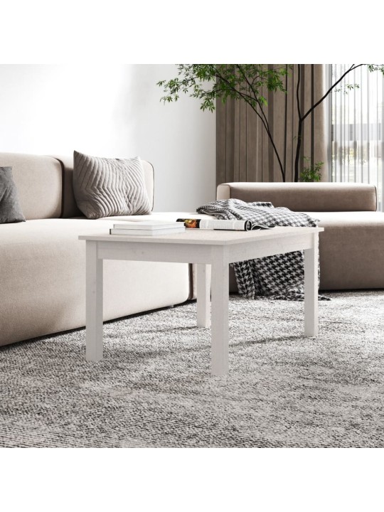 Konferenční stolek bílý 80 x 50 x 40 cm masivní borové dřevo