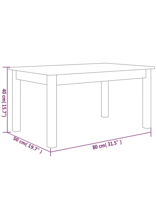 Konferenční stolek bílý 80 x 50 x 40 cm masivní borové dřevo