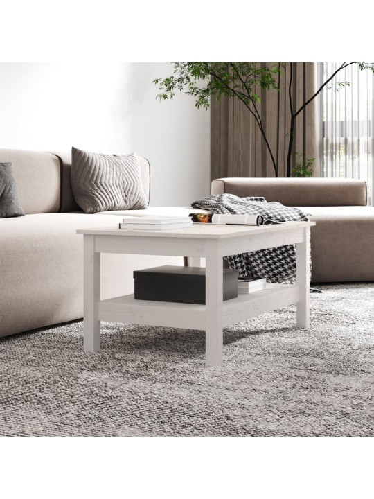 Konferenční stolek bílý 80 x 50 x 40 cm masivní borové dřevo