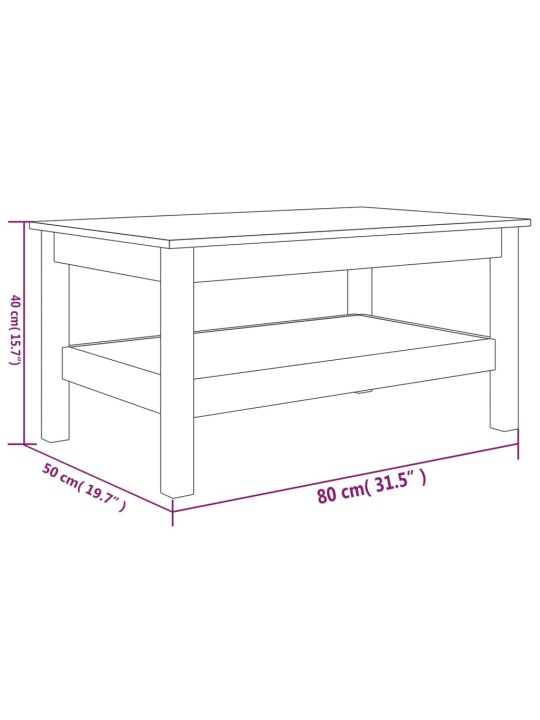 Konferenční stolek bílý 80 x 50 x 40 cm masivní borové dřevo