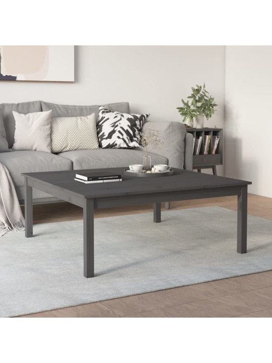 Konferenční stolek šedý 100 x 100 x 40 cm masivní borové dřevo
