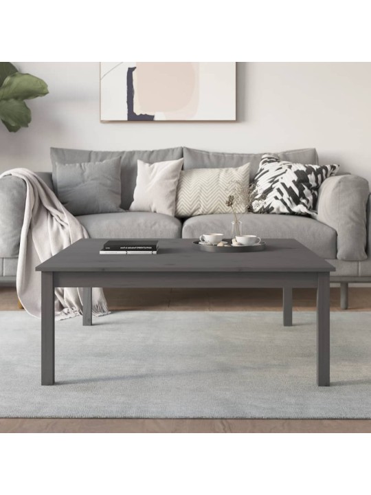 Konferenční stolek šedý 100 x 100 x 40 cm masivní borové dřevo