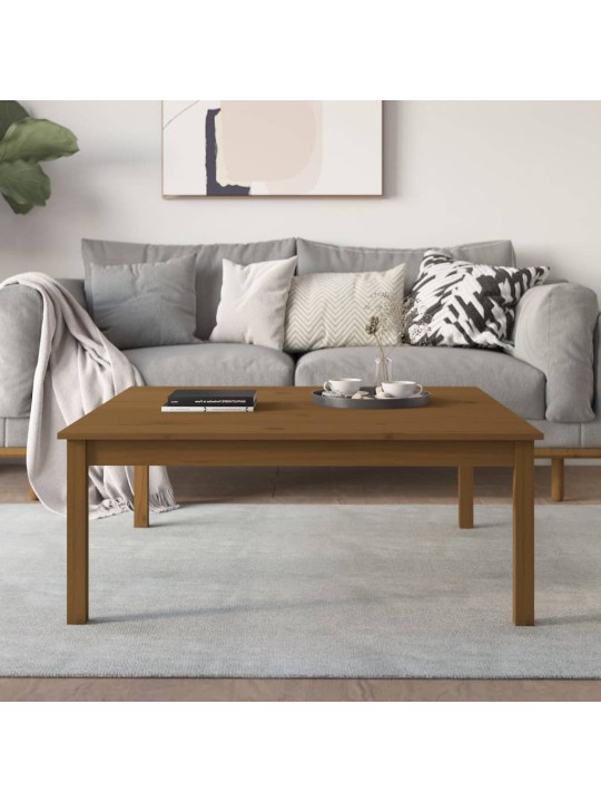 Konferenční stolek medově hnědý 100x100x40 cm masivní borovice