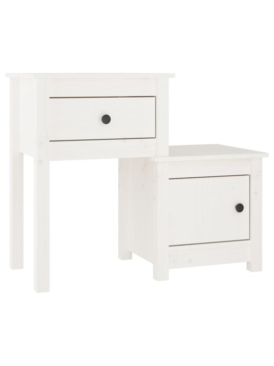 Noční stolek bílý 79,5 x 38 x 65,5 cm masivní borové dřevo