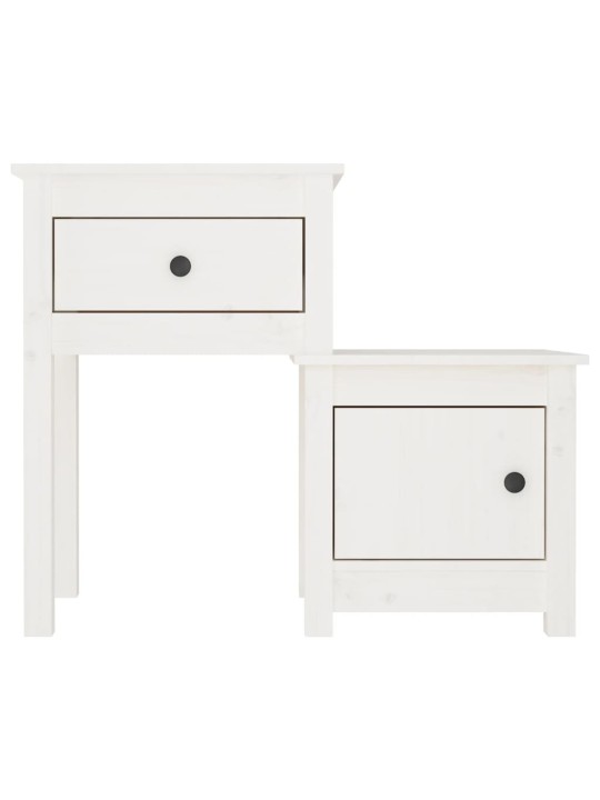 Noční stolek bílý 79,5 x 38 x 65,5 cm masivní borové dřevo