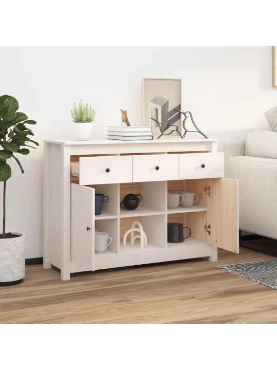 Příborník bílý 100 x 35 x 74,5 cm masivní borové dřevo
