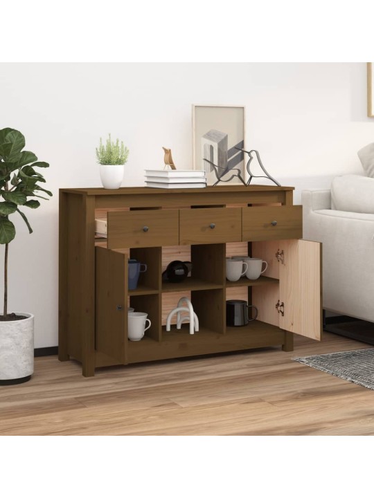 Příborník medově hnědý 100 x 35 x 74,5 cm masivní borové dřevo