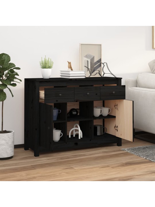 Příborník černý 100 x 35 x 74,5 cm masivní borové dřevo