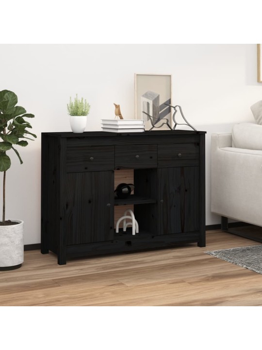 Příborník černý 100 x 35 x 74,5 cm masivní borové dřevo