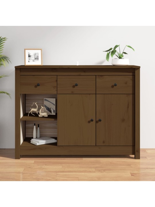 Příborník medově hnědý 100 x 35 x 74 cm masivní borové dřevo