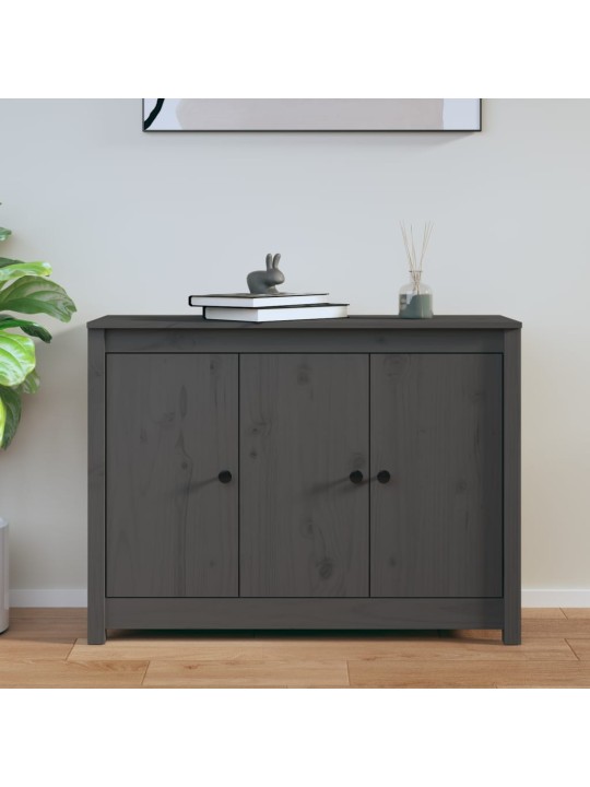Příborník šedý 100 x 35 x 74 cm masivní borové dřevo